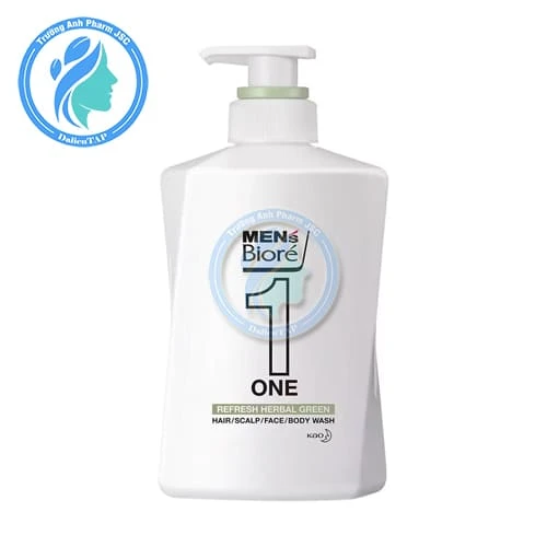 Men's Bioré One Refresh Herbal Green 480ml - Sữa tắm gội và rửa mặt