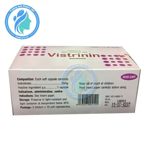 Vistrinin 20mg - Thuốc điều trị mụn trứng cá hiệu quả