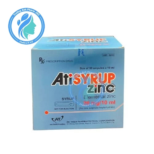 Atisyrup Zinc Hộp 20 Ống An Thiên Pharma - Điều trị tình trạng thiếu hụt kẽm