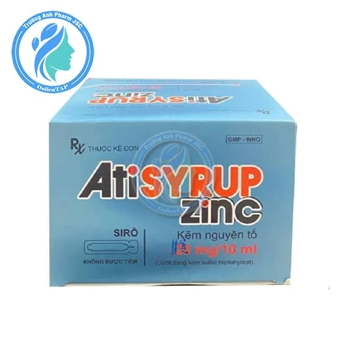 Atisyrup Zinc Hộp 20 Ống An Thiên Pharma - Điều trị tình trạng thiếu hụt kẽm