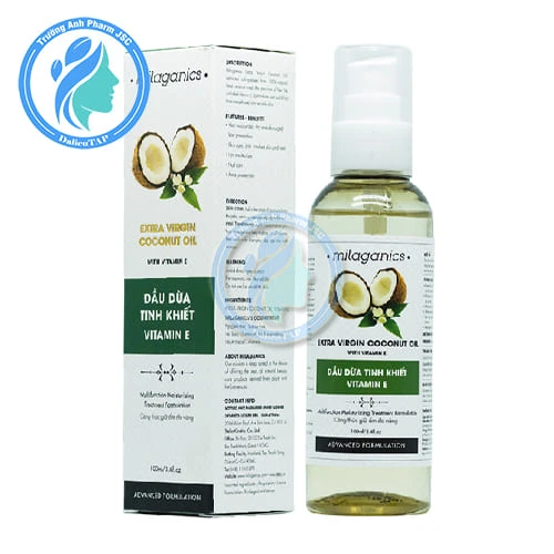 Dầu dừa Tinh Khiết Vitamin E Milaganics 100ml - Giúp dưỡng da và tóc