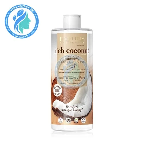 Eveline Rich Coconut Moisturizing Coconut Micellar Water + Toner 500ml - Nước tẩy trang