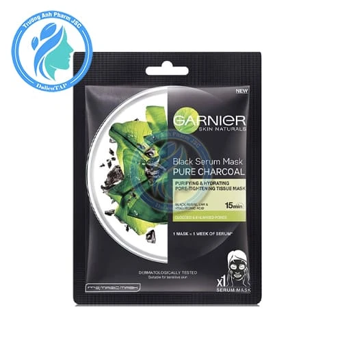 Garnier Mặt nạ giấy Black Serum Mask Pure Charcoal Black Algae & Hyaluron 28g