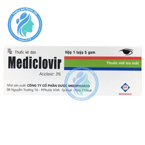 Mediclovir 5g - Điều trị viêm giác mạc do virus Herpes simplex (3 tuyp)