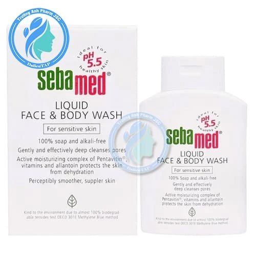 Sebamed Liquid Face & Body Wash pH5.5 200ml - Làm sạch, giữ ẩm da