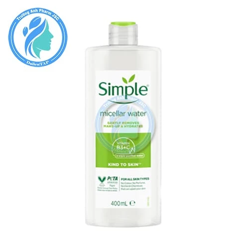 Simple Nước tẩy trang Micellar Water Gently Removes Make-Up & Hydrates 400ml